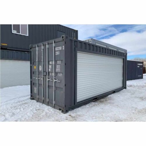 20-pieds-porte-roulantes.jpg Conteneur de stockage 20 pieds avec grande porte roulante